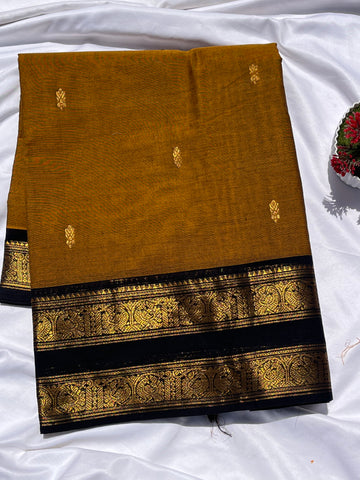 Chettinad cotton mustard yellow _black butta
