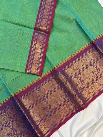 Chettinad cotton saree-light green-plain