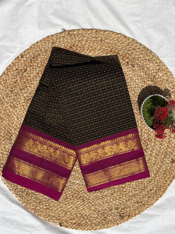 Chettinad cotton black & pink _ 1000 checks butta