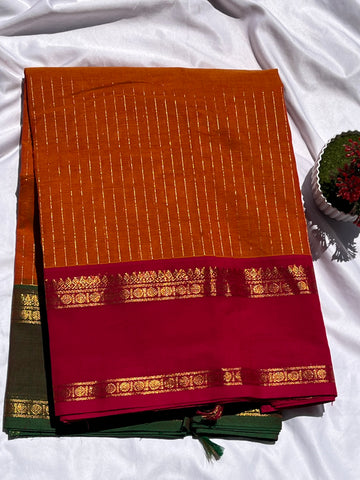 Chettinad cotton (g&j) orange & green _red