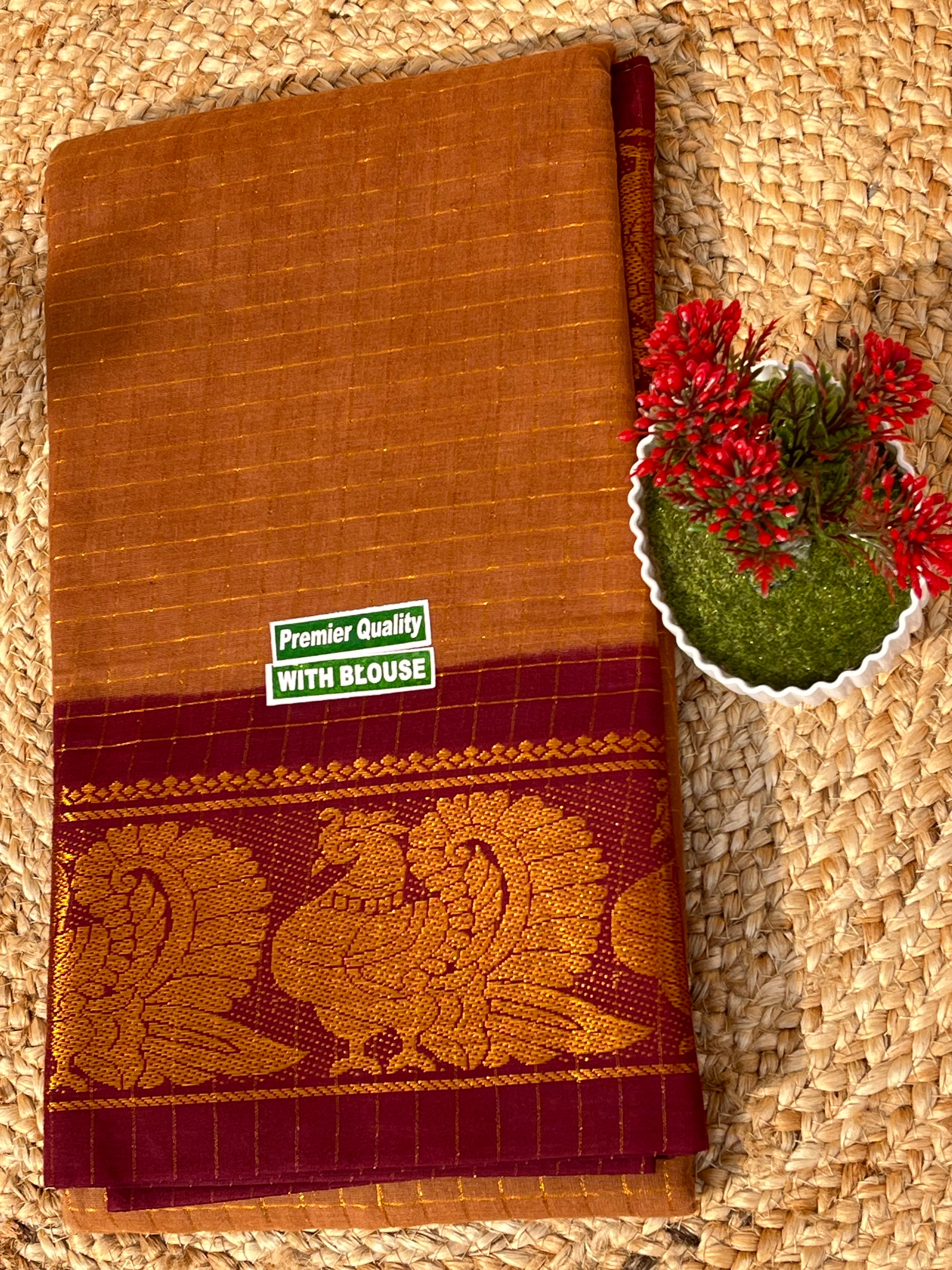 Sungudi cotton Chocolate brown & marron