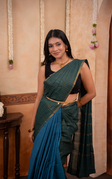 Sungudi fusion collection - Green and Peacock Blue