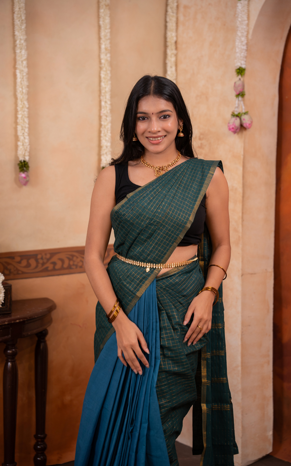 Sungudi fusion collection - Green and Peacock Blue