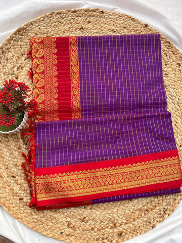 Kalyani cotton purple & red