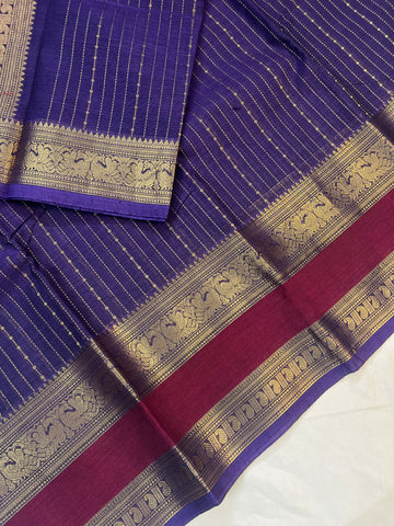 Premium Kanchi cotton -blue - Premium Weaves