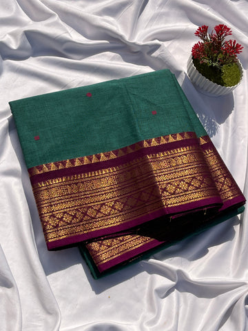 Chettinad cotton teal blue & pink butta
