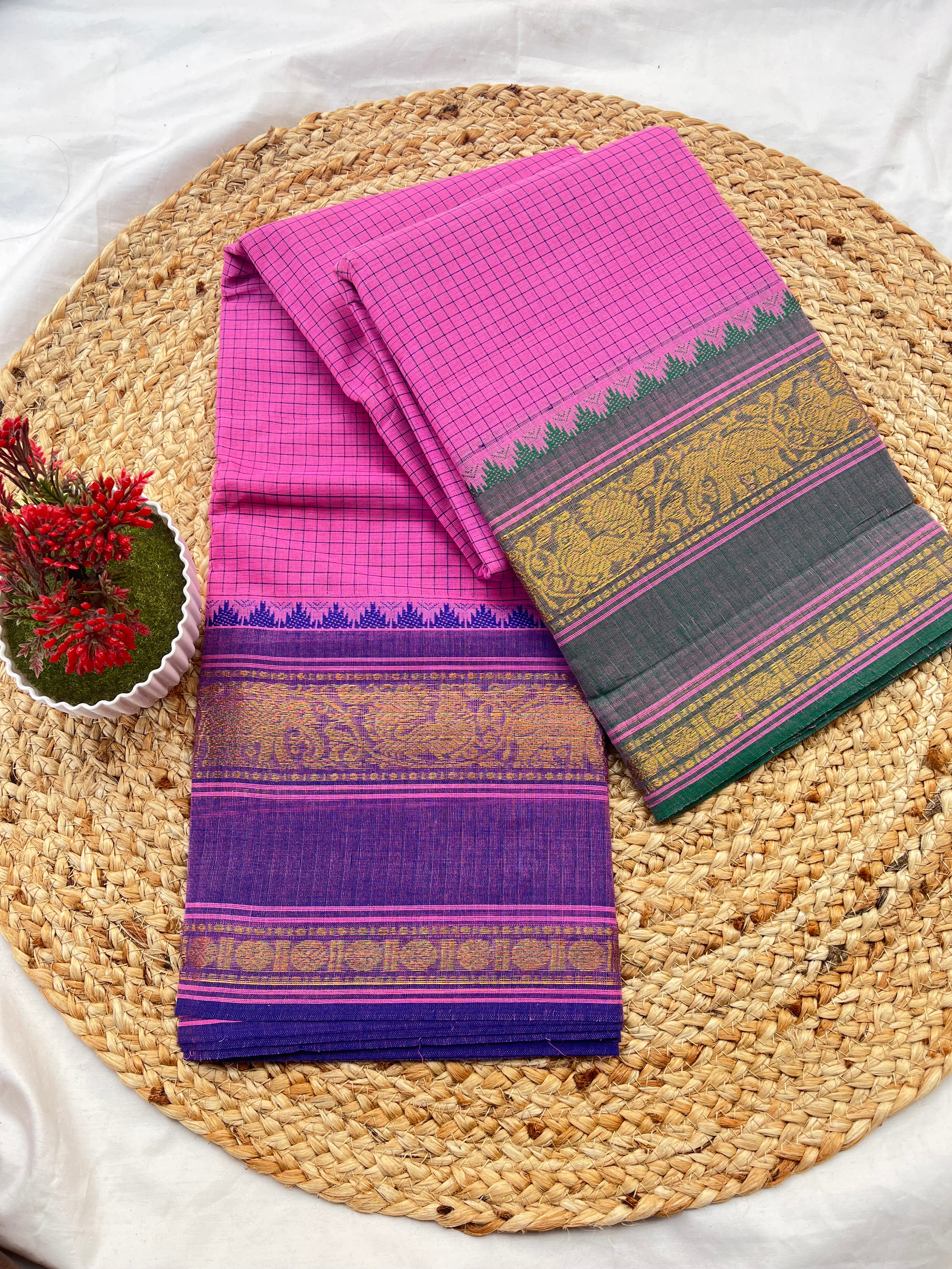 Chettinad cotton pink (g&j) -korvai checks -offer