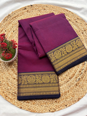 Chettinad cotton Purple & Black-Plain