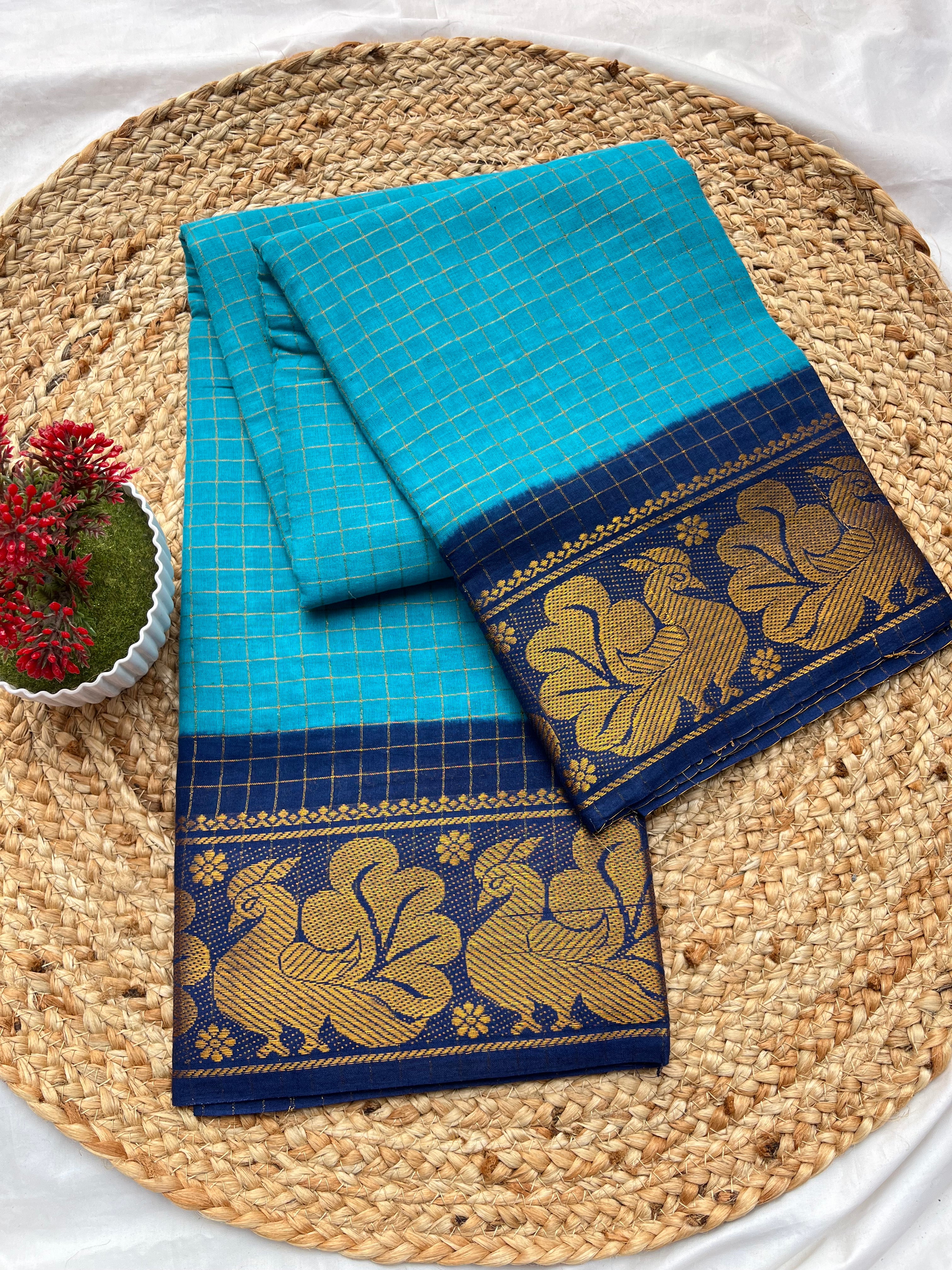 Sungudi blue & navy blue