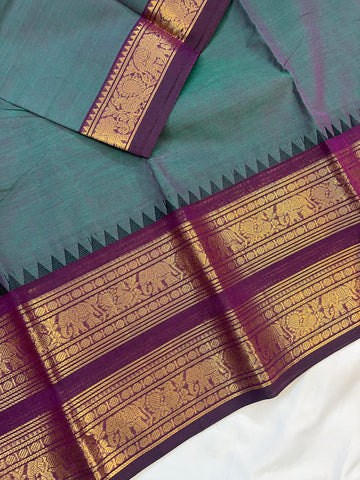 Chettinad cotton saree-dual tone-brown-plain