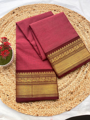 Chettinad cotton onion pink & maroon-Plain