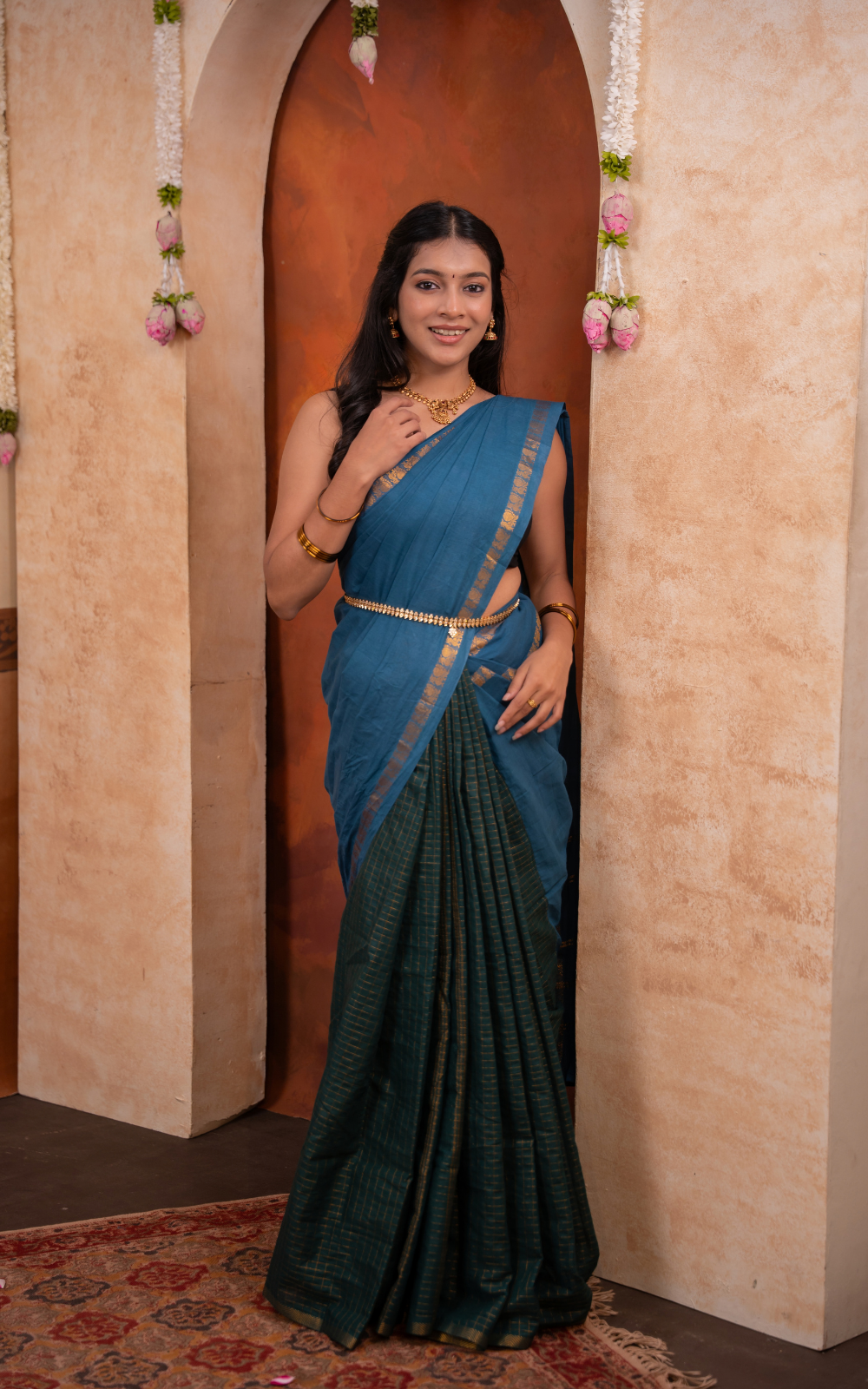 Sungudi fusion collection - Peacock Blue and Green