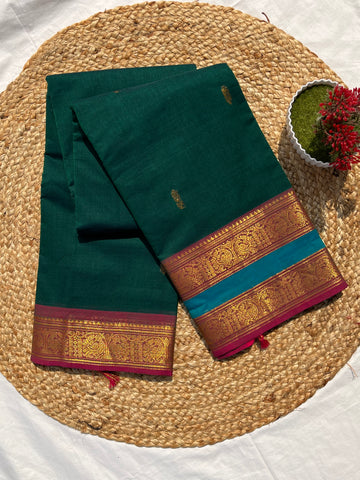 Chettinad cotton green & pink butta