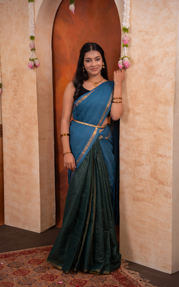 Sungudi fusion collection - Peacock Blue and Green