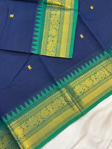 Chettinad cotton saree - blue-butta