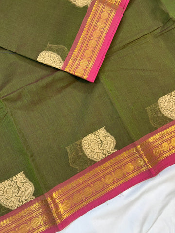 Chettinad cotton saree - Methi green - Butta