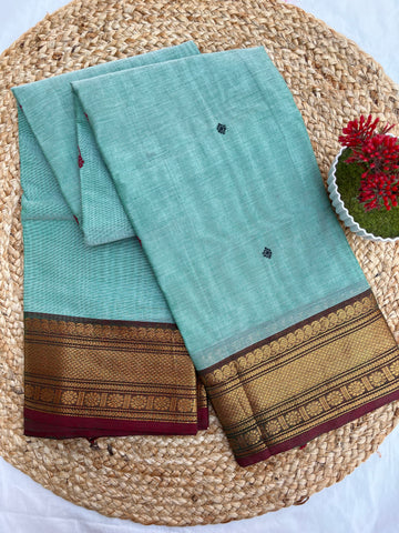 Chettinad cotton Rama green & marron butta