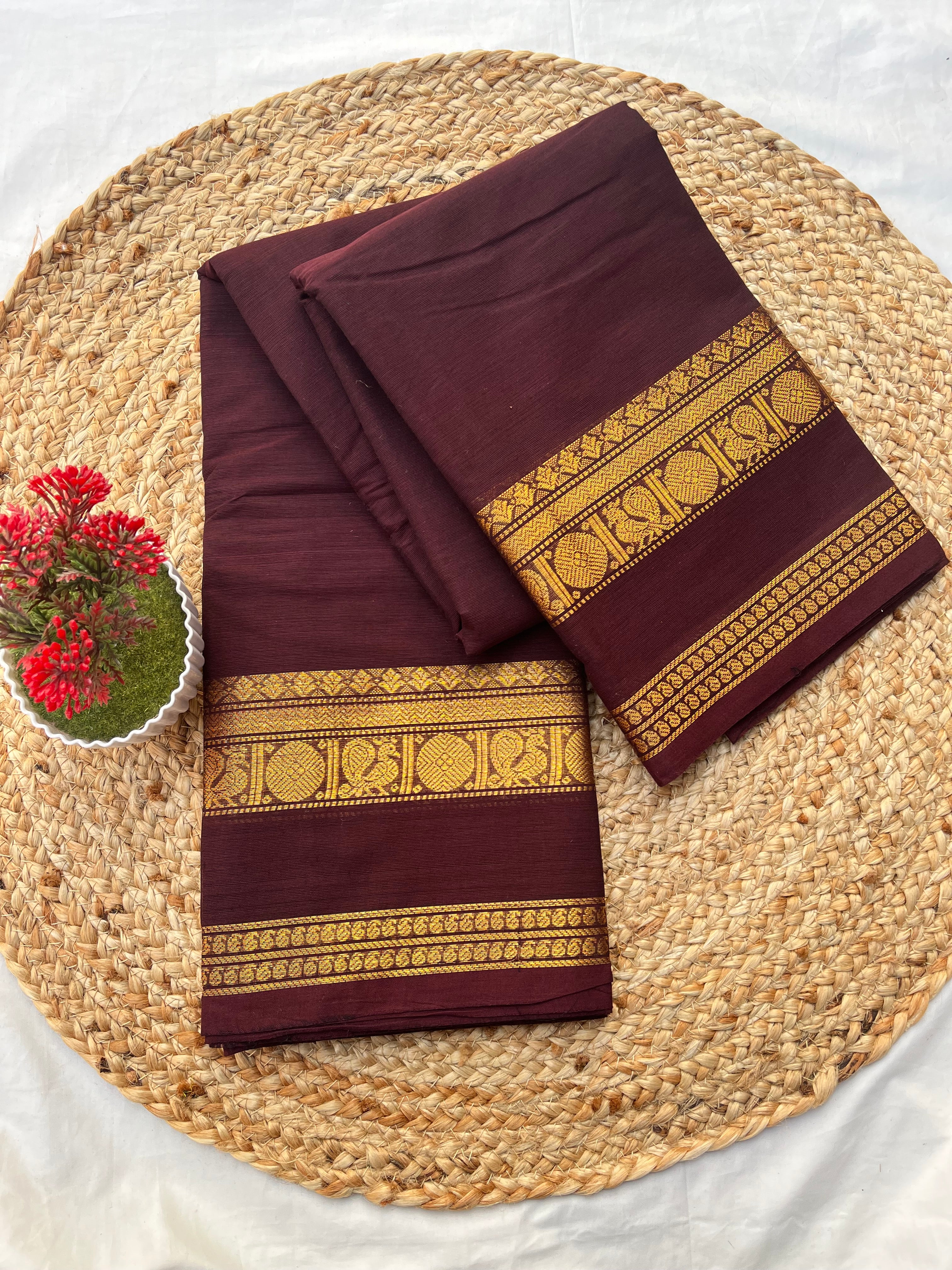 Chettinad cotton coffee brown-Plain