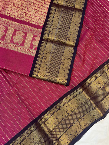 Kanchi Vairaoosi Silk cotton premium weaves Rani pink