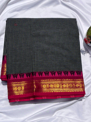 Chettinad cotton Black & pink-korvai checks
