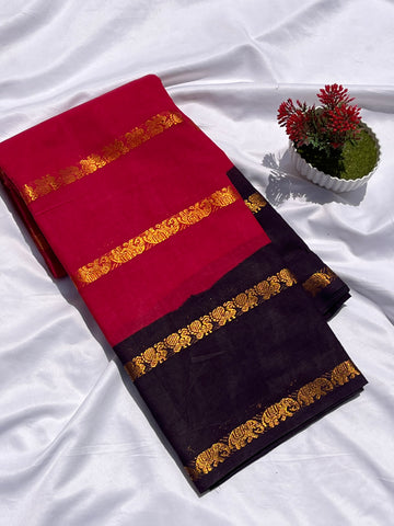 Sungudi cotton velthari maroon black