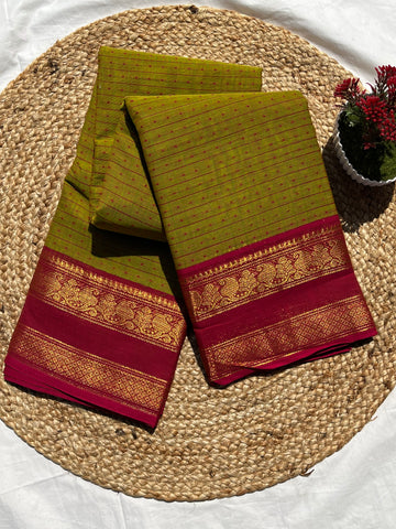 Chettinad cotton 1000 checks butta green & red