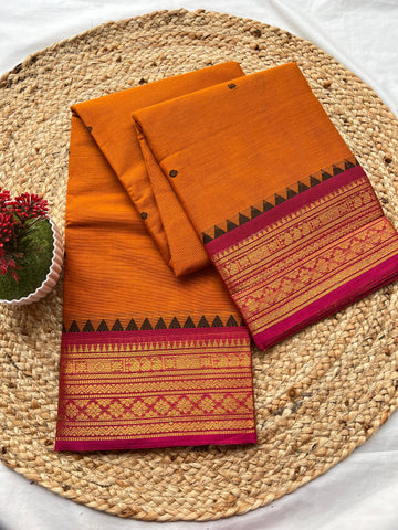 Chettinad cotton orange & pink-butta
