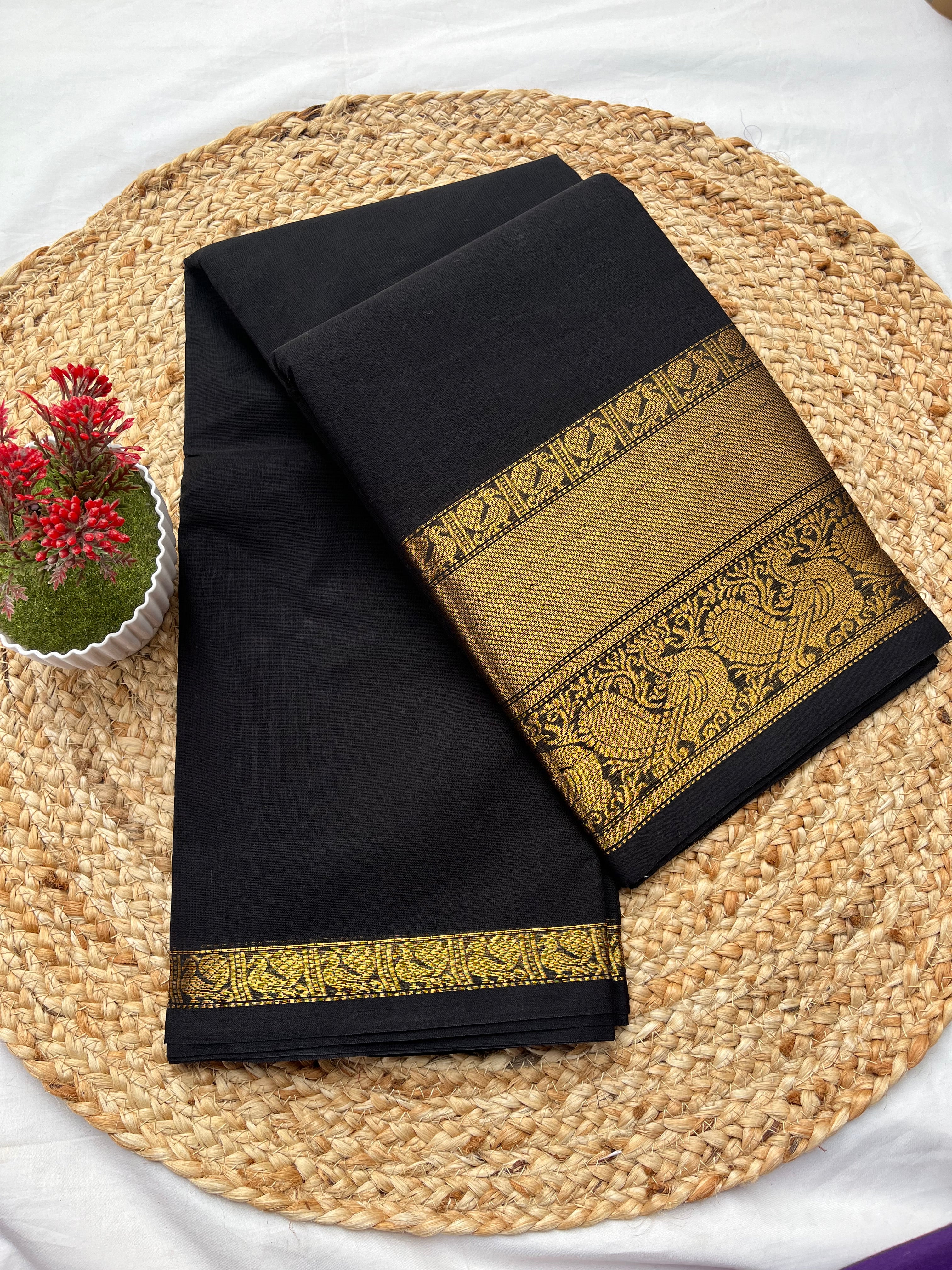 Chettinad cotton Black-Plain