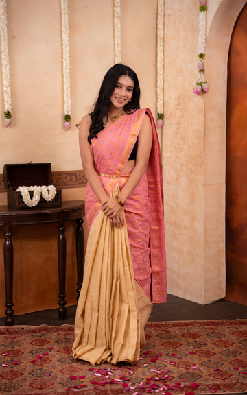Sungudi fusion collection - Pink and OffWhite
