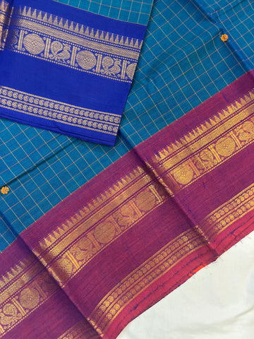 Chettinad cotton blue (g&j)- checks butta