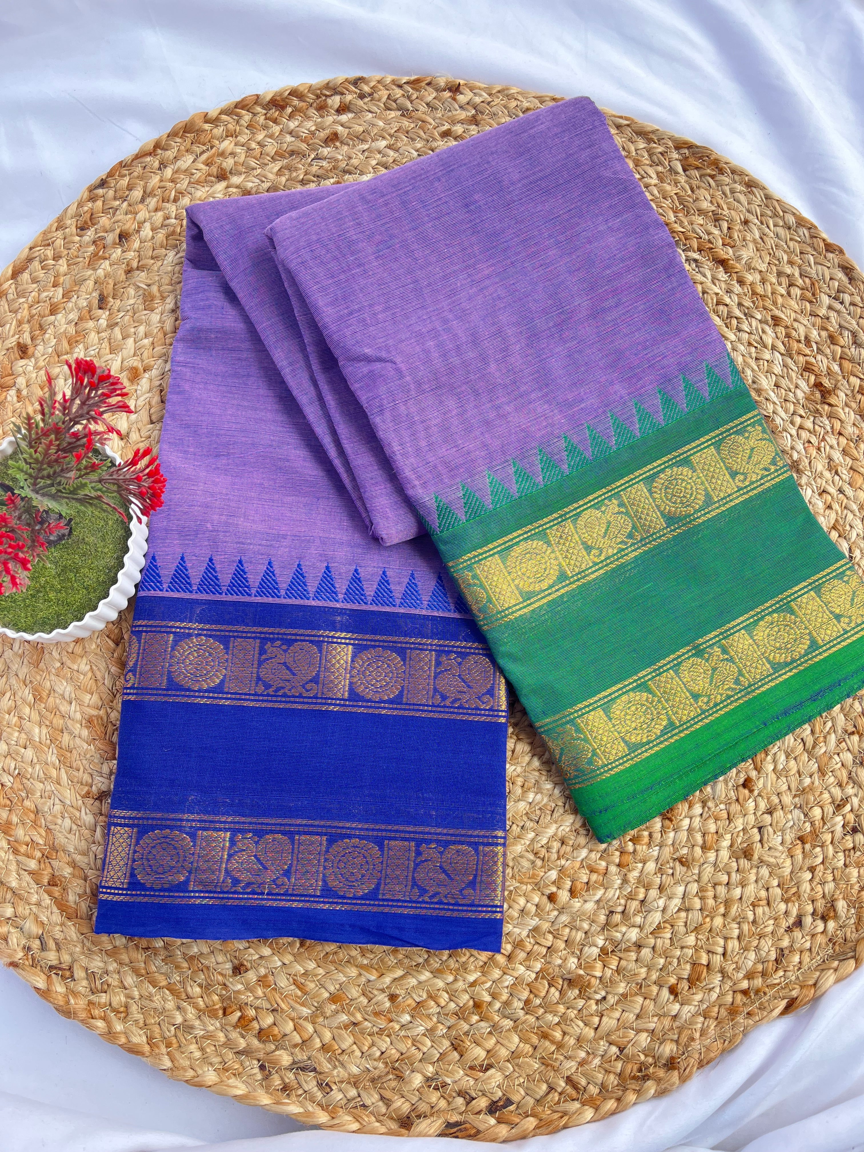 Chettinad cotton Purple Ganga & Jamuna-Plain