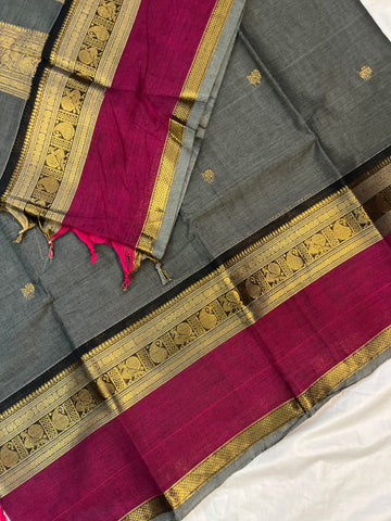 Kanchi Silk cotton premium weaves -ash &pink