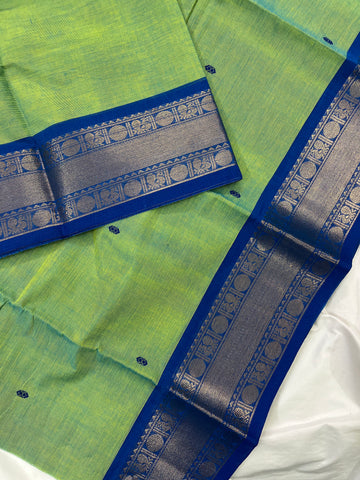 Chettinad cotton pastel green & blue- butta
