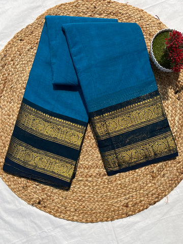 Chettinad cotton blue & navy blue  plain