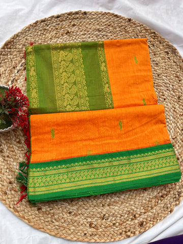 Kalyani cotton mango yellow & green-Plain butta