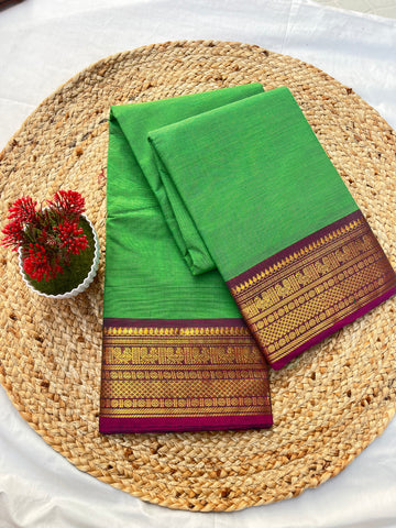 Chettinad cotton green & purple-Plain offer