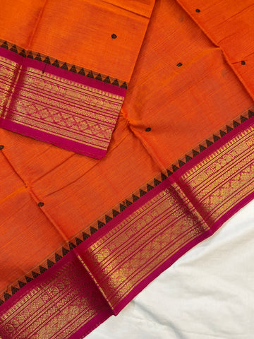 Chettinad cotton orange & pink-butta
