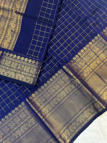 Kanchi Vairaoosi Silk cotton premium weaves - nevy blue