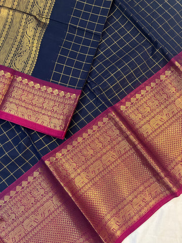 Kanchi Vairaoosi Silk cotton premium weaves - nevy blue