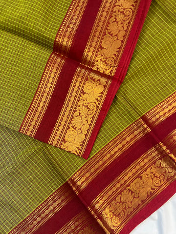 Chettinad cotton green & Red -korvai checks