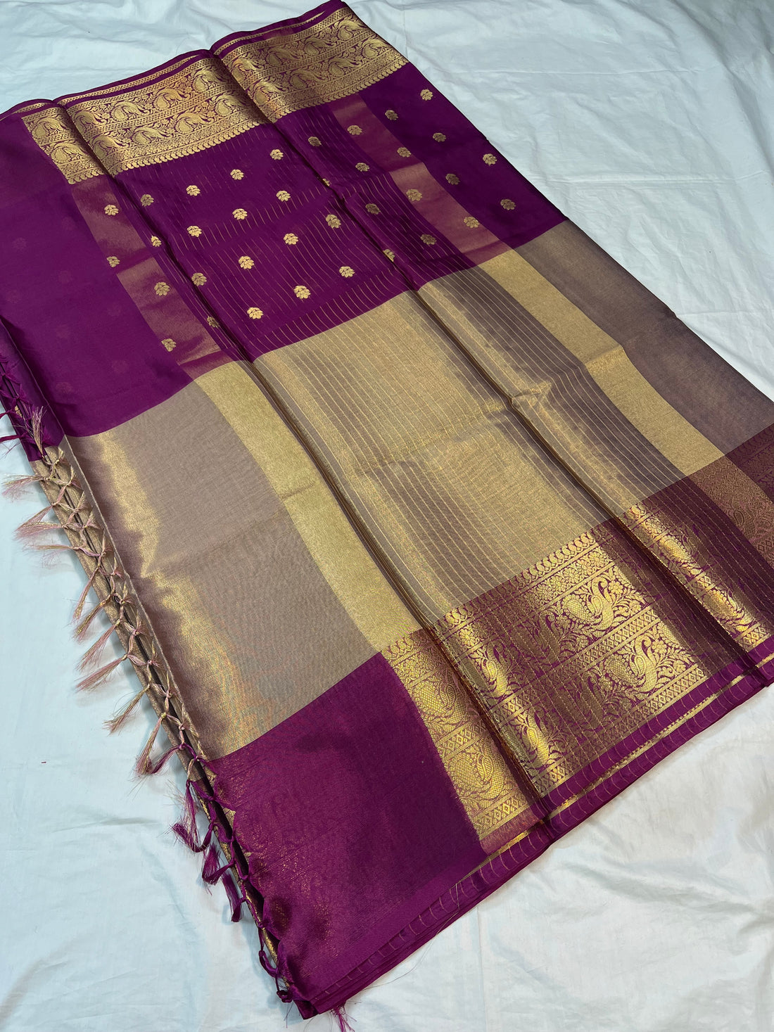 Banarasi silk - Pink Half and half