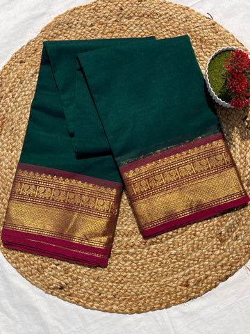 Chettinad cotton green & pink plain