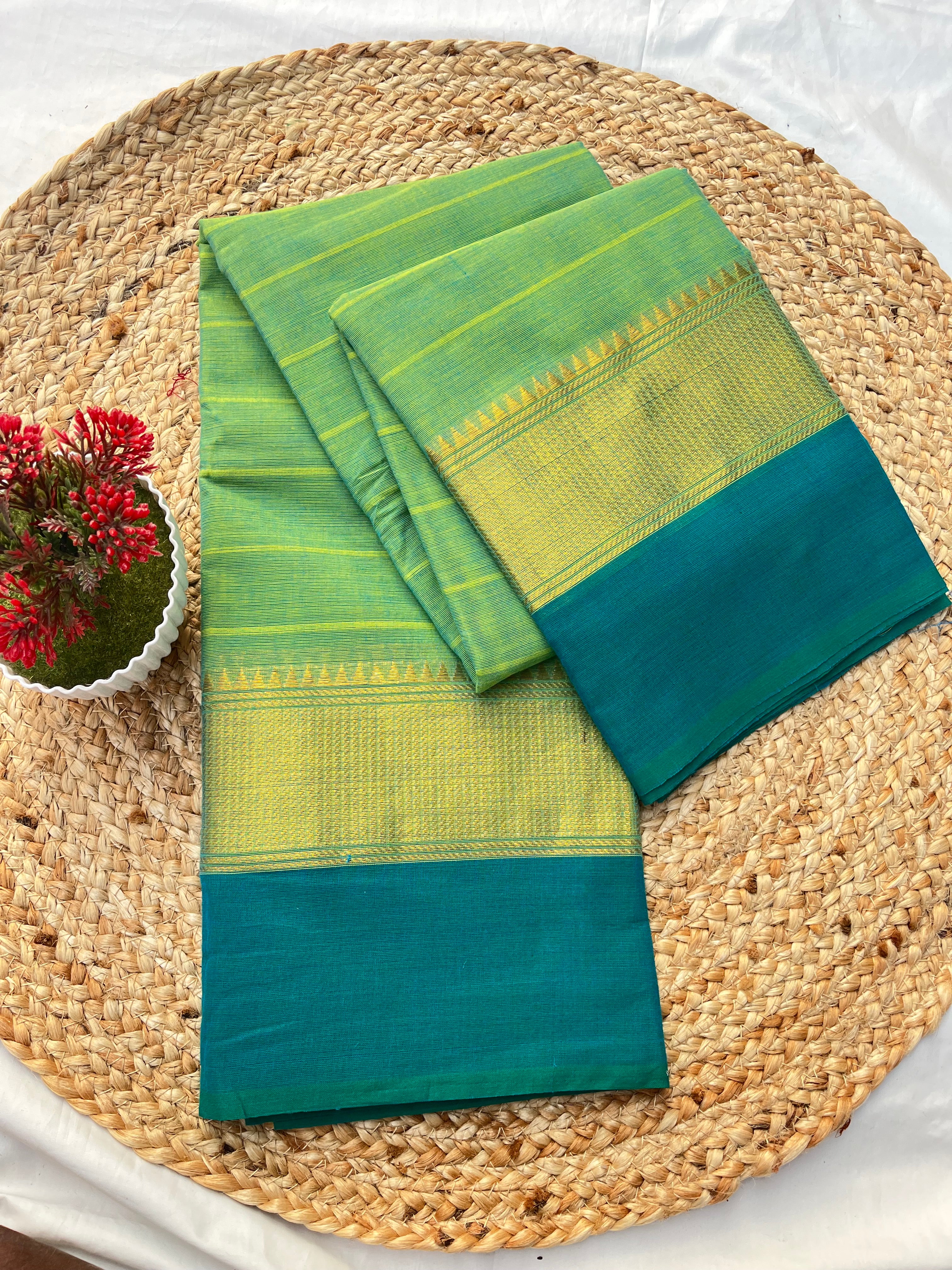 Chettinad cotton pastel green & Rama green-offer
