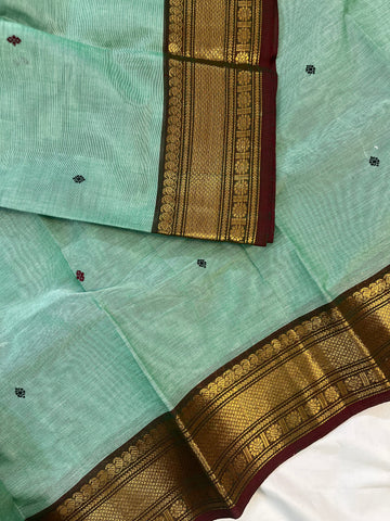 Chettinad cotton Rama green & marron butta