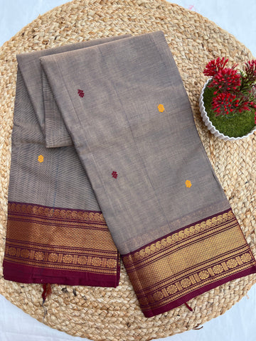 Chettinad cotton ash & marron- butta