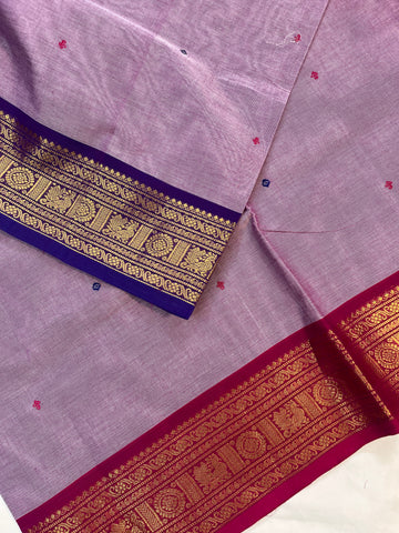Chettinad cotton purple & blue _pink butta