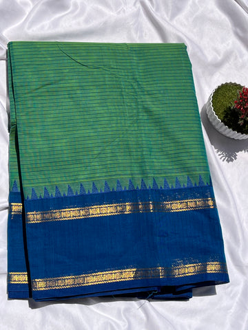Chettinad cotton green & blue _ korvai check