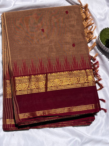 Chettinad cotton ash & marron _butta