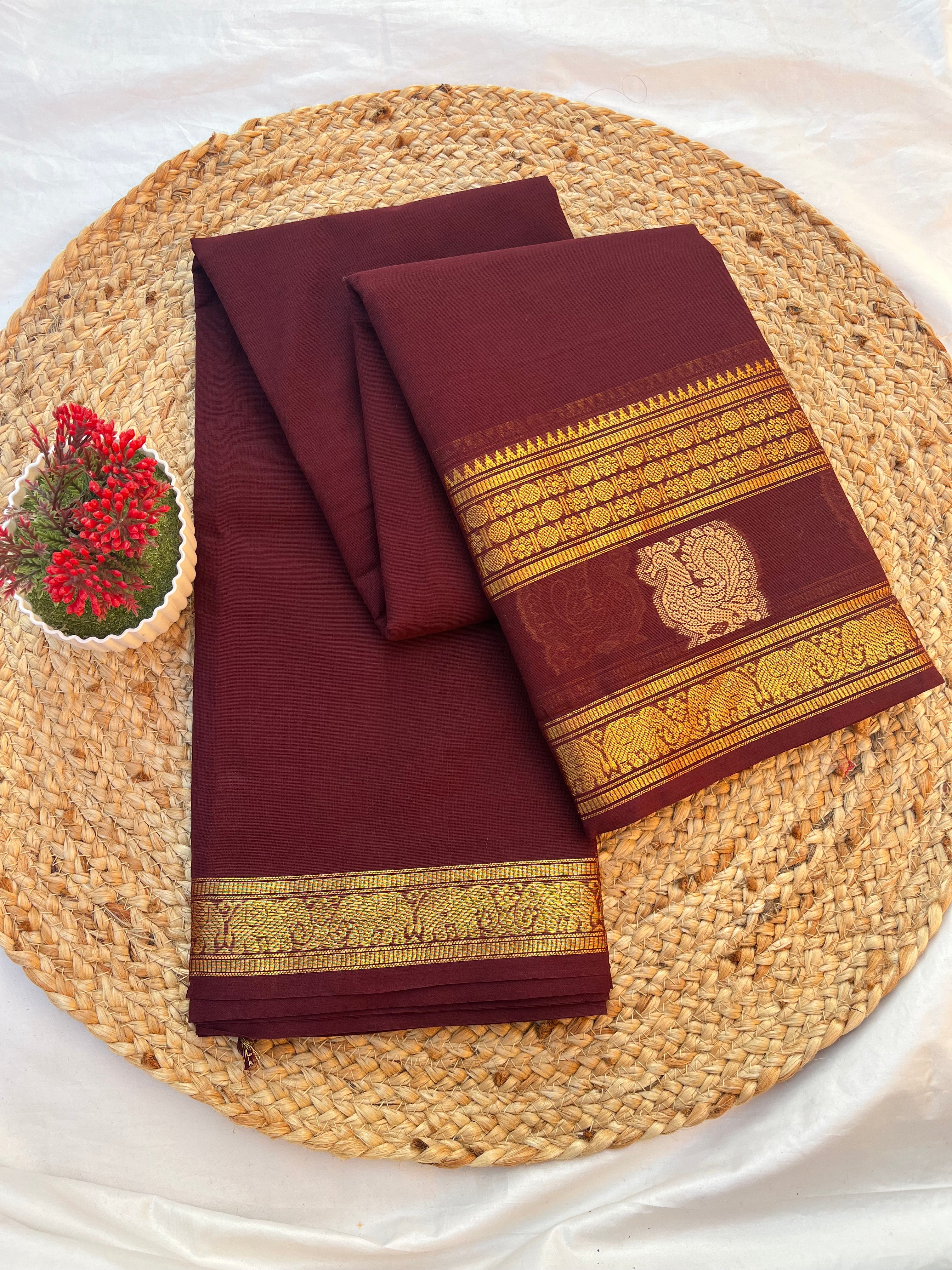 Chettinad cotton coffee brown-annam butta