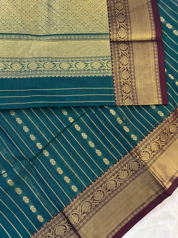 Kanchi Vairaoosi Silk cotton premium weaves - teal blue